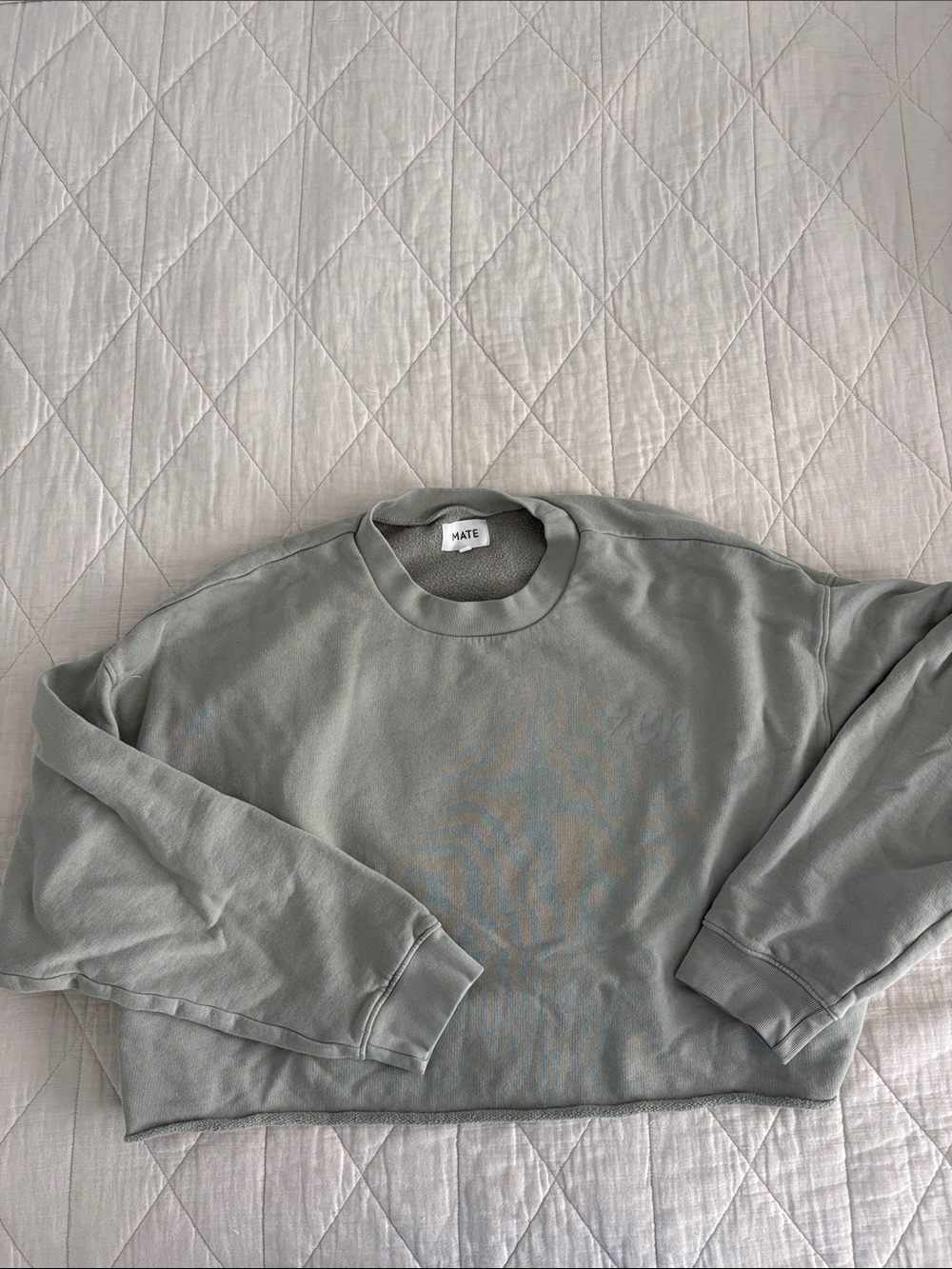 MATE the Label Cropped Crewneck Sweatshirt in Sage